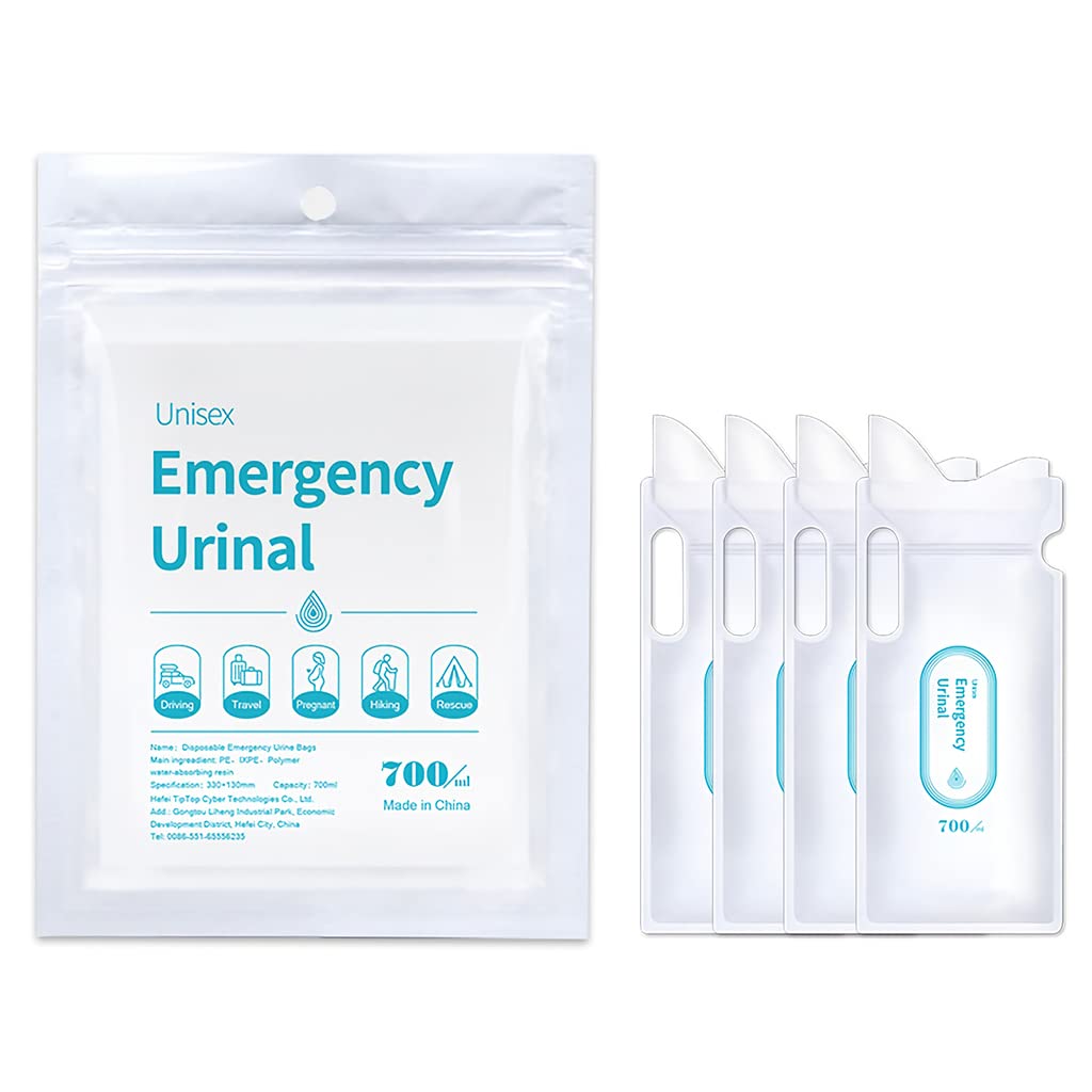 HANNEA 4pcs Urine Bags for Men Women, 700ml Outdoor Emergency Car Urinal Pee Bag, Gel Vomit Bag for Travel Traffic Jam Children Patient Pregnant HANNEA 4pcs Urine Bags for Men Women, 700ml Outdoor Emergency Car Urinal Pee Bag, Gel Vomit Bag for Travel Traffic Jam Children Patient Pregnant